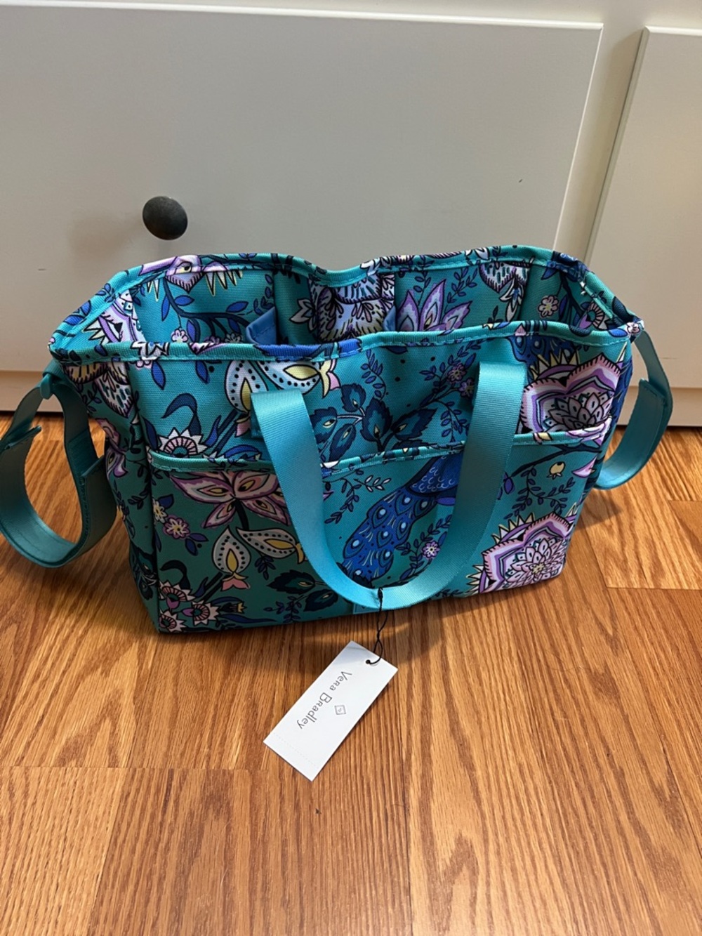 Vera Bradley Teal Floral Peacock Print Tote